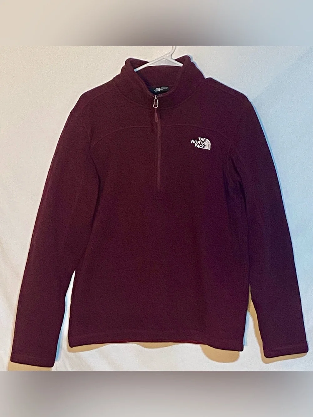 The North Face Men's Burgundy 1/4 Zip Fleece Pullover Sweater Jacket Size Medium